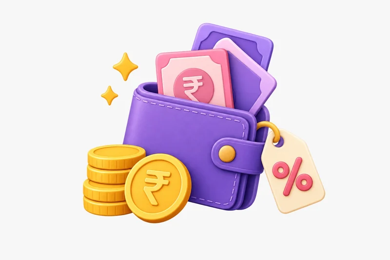 Wallet with rupee coins
